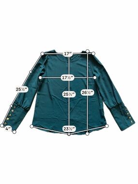 mine Teal Long-Sleeve Button-Cuff Blouse